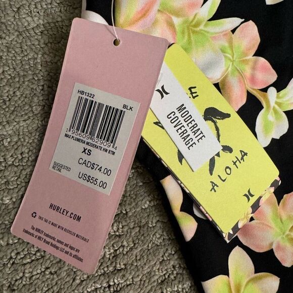 Hurley x Carissa Moore Max Plumeria Hawaiian Bikini Bottoms XS NWT - Picture 5 of 9